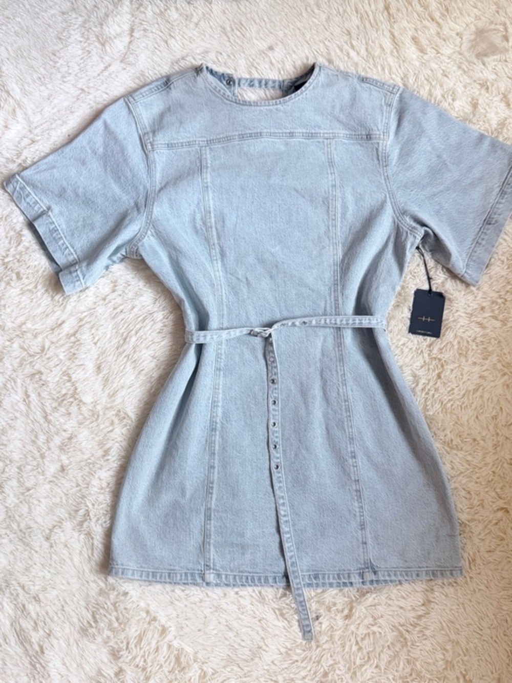 Habitual Glacier Light Wash Denim Dress with Tie Belt